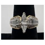 14l gold and diamond ring, size 7, 4.64 dwt,