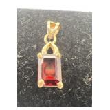 14k gold and red garnet pendant, .6 dwt