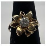 14k gold and diamond ring, size 5.5, 1.4 dwt,