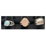 3 Sterling rings, size 7.5, 7.5 & 8, .62 oz Troy