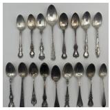 17 Sterling spoons, all hallmarked, 11.09 oz Troy