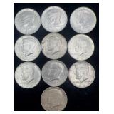 10-1964 Kennedy silver half dollars, 4.02 oz Troy