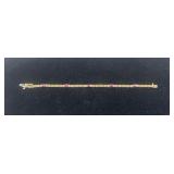 10K Gold and Ruby bracelet, marked '10K', 3.60 dwt