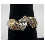14k gold and diamond ring, size 6.5, 2.39 dwt,