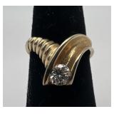 14k gold and diamond ring, size 4, 2.75 dwt