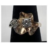 14k gold and diamond ring, size 6, 2.48 dwt