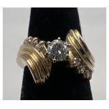 10k gold and diamond ring, size 5, 2.92 dwt,