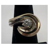 14k gold and diamond ring, size 5, 4.0 dwt,