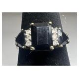 14k gold onyx & diamond ring, size 7, 1.72 dwt