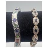 Sterling and onyx bracelet, silver toned fashion