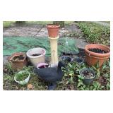 Group of outdoor planters and decor