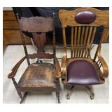 Vintage rocking chair and rolling swivel chair
