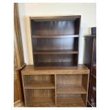2 wooden bookcases, 30'-32' high
