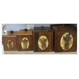 4 vintage wooden canisters