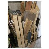 Wooden sawhorses and various wood pieces