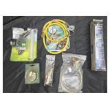 Gas can spout, A/C recharge kit. Air and water