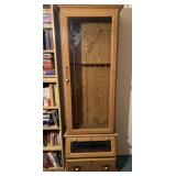 Gun cabinet with drop down door and drawer, with