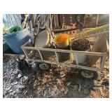 Metal yard cart, wheelbarrow, yard tools, rolling