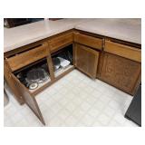 Contents of 2 lower kitchen cabinets and 4