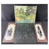 4 wall art, Glass Colts plaque, 2 Don Quixote and