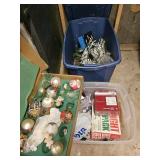 Christmas decorations. 2 totes and 1 box of