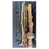 Group of canes, figural shoe horn and more
