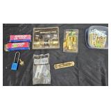 Locks and door hinges. Entry door lock, padlock,