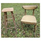 Wooden chair and wood stool