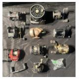 Group of fishing reels and parts, Quantum,