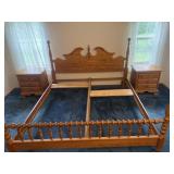 King bed with matching oak nightstands