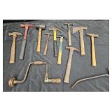Hammers, pry bar, mallet, hatchet