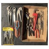 Group of pliers, wrench and more