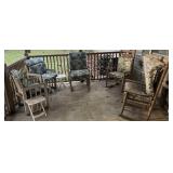 7 piece outdoor chairs, rockers and tables