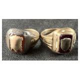 10k gold ring and 10k gold and sterling ring, 10k