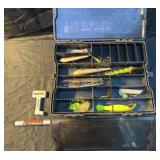 Plano Phantom tackle box, lures, net handle and