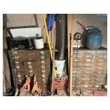 2 metal storage cabinets and contents, 1.5 ton