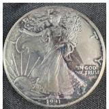 1991 Silver American Eagle coin with original