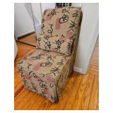 Upholstered Chair w/ Asian Script Pattern