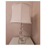Pair Crystal Table Lamp w/ Faceted Orb Base