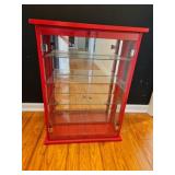 Red Display Cabinet w/ Glass Shelves & Doors