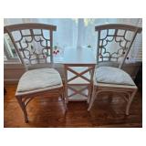 White Rattan Chairs & Wood Side Table