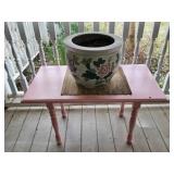 Floral Ceramic Planter With Pink Table