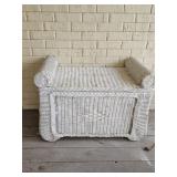 White Wicker Storage Bench