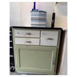 Green and White Cabinet with Enamel Top