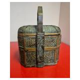 Handcrafted Woven Bamboo Basket with Handle