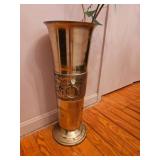 Brass Vase w/ Ornate Band & Decorative Details
