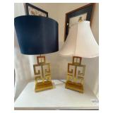 Gold Lamps w/ Geometric Base & Candle Holders