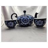 Blue Floral Teapot & Cup Set by Pier 1
