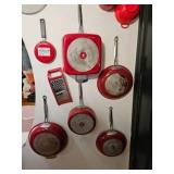 Red Cookware w/ Frying Pans & Accessories