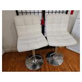 White Adjustable Bar Stools w/ Chrome Base